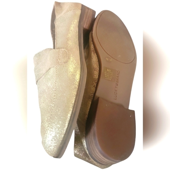 Lucky Brand Women's Gold Glitter Distressed Burnished Loafers Size 9M/39 - Picture 5 of 8